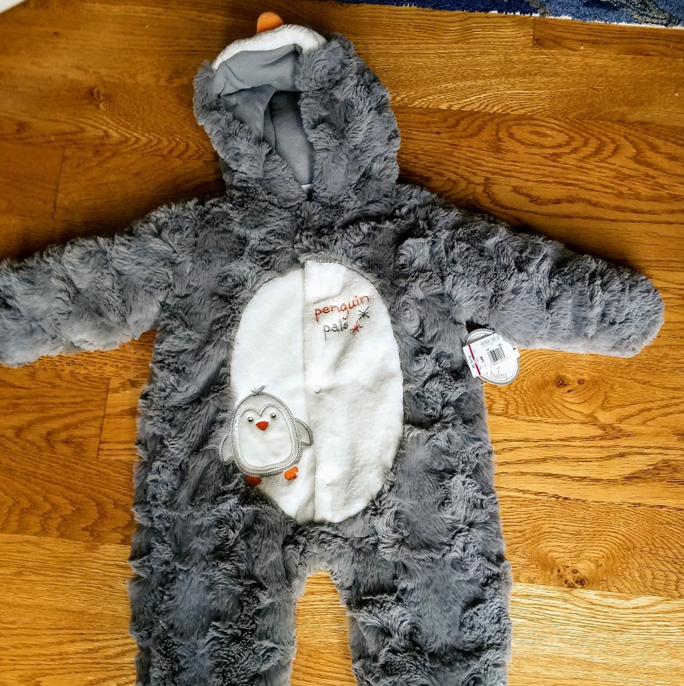 NWT Penguin faux fur onesie 6 months